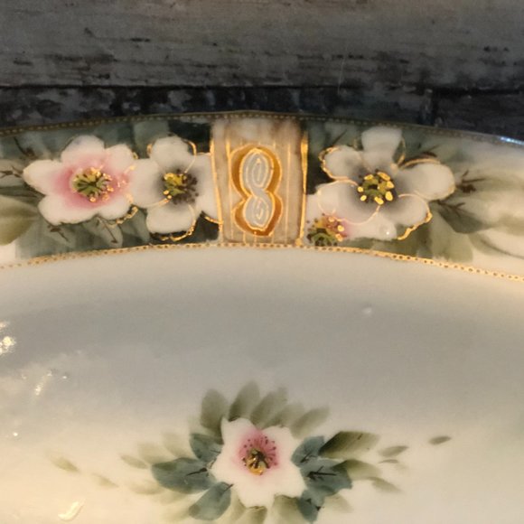 Japanese Cherry Blossom Vanity Tray Hand Painted  Raised Gold Trim Vtg - Picture 4 of 11